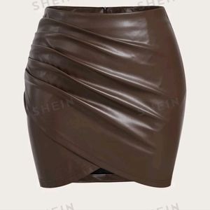 Brown Faux Leather Pencil Skirt NWT